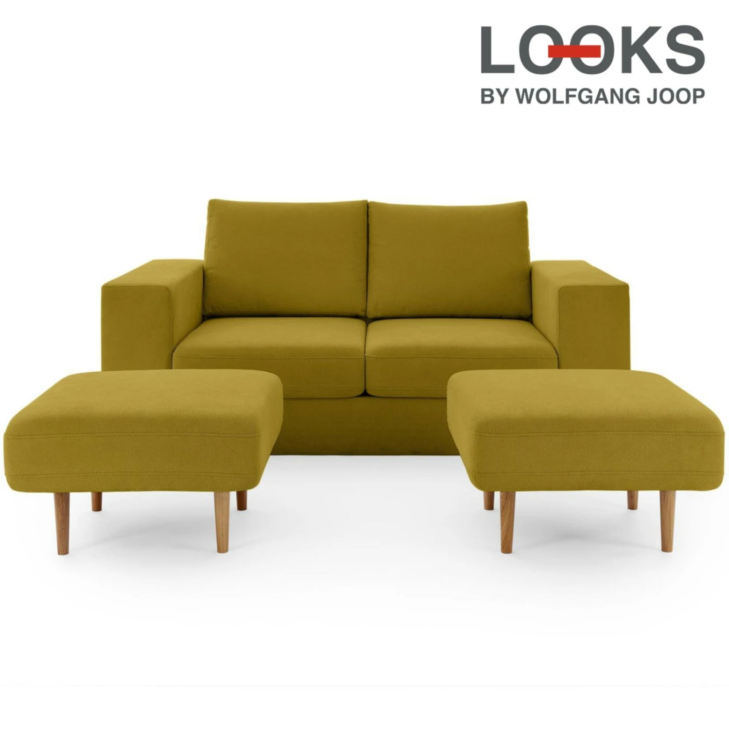 Sofa mit 2 Hockern - LOOKS by Wolfgang Joop - senf - 172 cm 1 Sofa mit 2 Hockern - LOOKS by Wolfgang Joop - senf - 172 cm