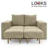 Sofa mit 2 Hockern - LOOKS by Wolfgang Joop - beige-braun - 172 cm