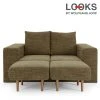 Sofa mit 2 Hockern - LOOKS by Wolfgang Joop - braun - 172 cm