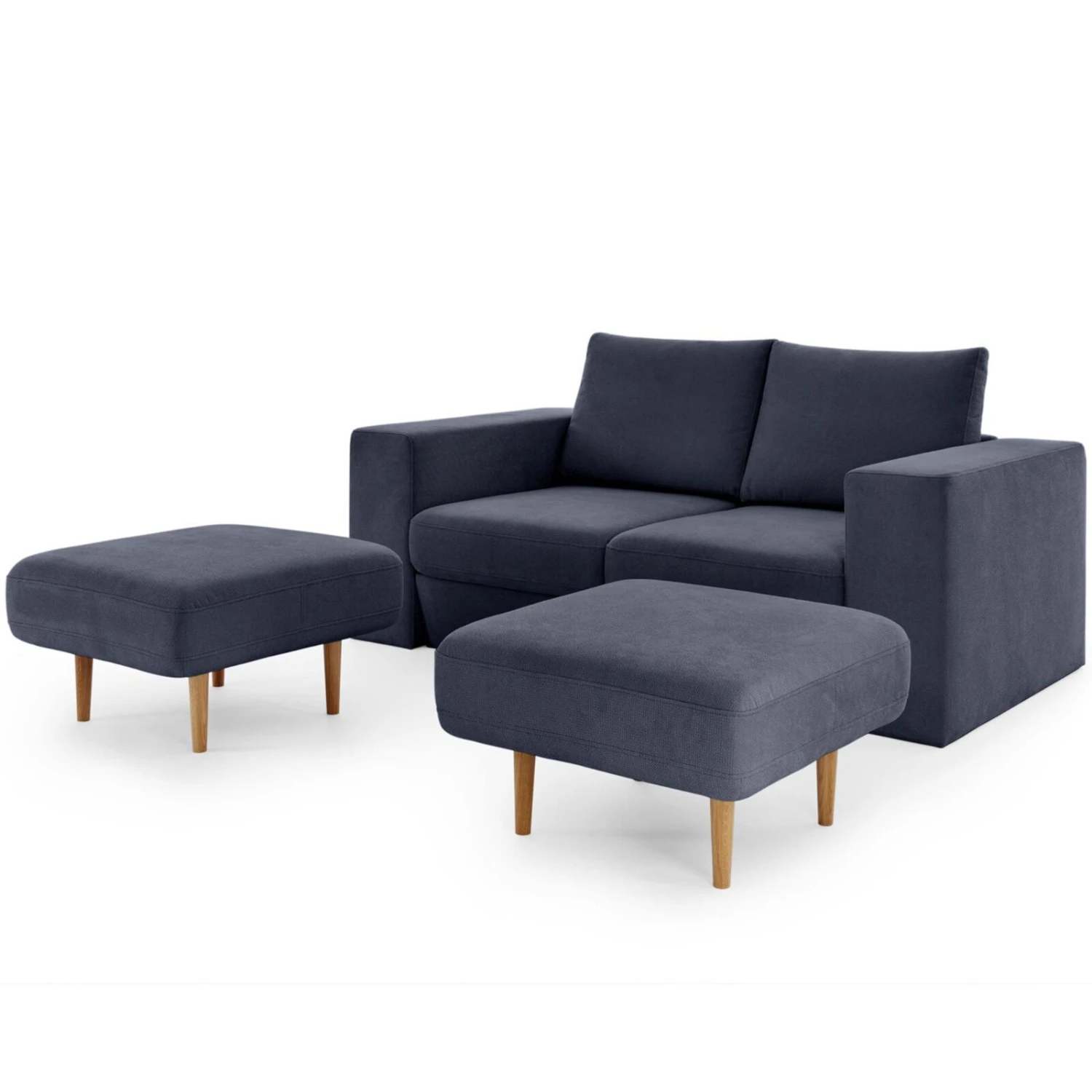 Sofa mit 2 Hockern - LOOKS by Wolfgang Joop - dunkelblau - 192 cm 6 Sofa mit 2 Hockern - LOOKS by Wolfgang Joop - dunkelblau - 192 cm – Bild 6