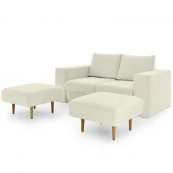 Sofa mit 2 Hockern - LOOKS by Wolfgang Joop - creme - 192 cm -Wohnzimmer Verkäufe 1238010502 07 1600Wx1600H