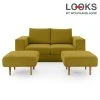 Sofa mit 2 Hockern - LOOKS by Wolfgang Joop - senf - 192 cm