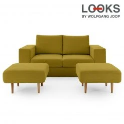 Sofa mit 2 Hockern - LOOKS by Wolfgang Joop - senf - 192 cm
