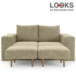 Sofa mit 2 Hockern - LOOKS by Wolfgang Joop - beige-braun - 192 cm