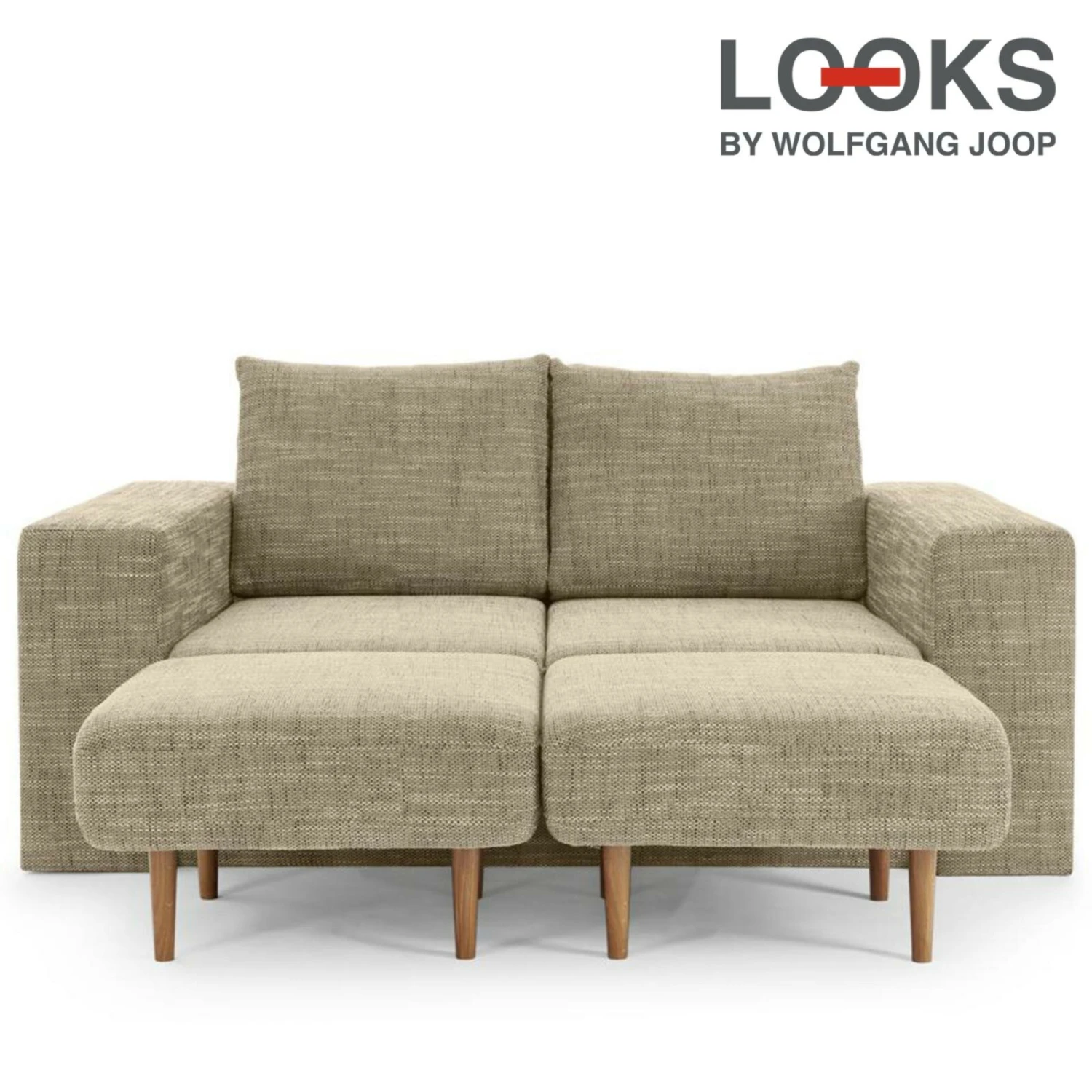 Sofa mit 2 Hockern - LOOKS by Wolfgang Joop - beige-braun - 192 cm 1 Sofa mit 2 Hockern - LOOKS by Wolfgang Joop - beige-braun - 192 cm