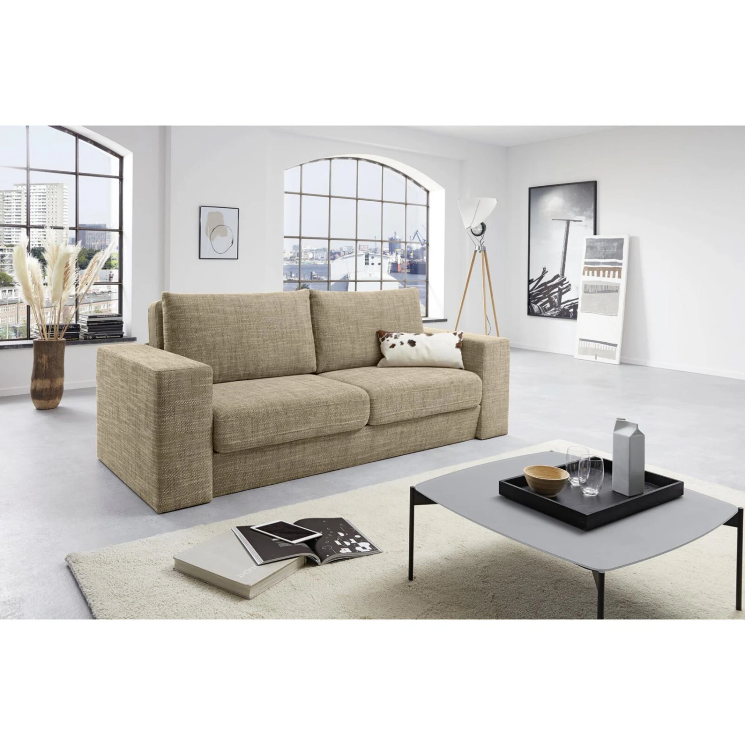 Sofa mit 2 Hockern - LOOKS by Wolfgang Joop - beige-braun - 212 cm 4 Sofa mit 2 Hockern - LOOKS by Wolfgang Joop - beige-braun - 212 cm – Bild 4