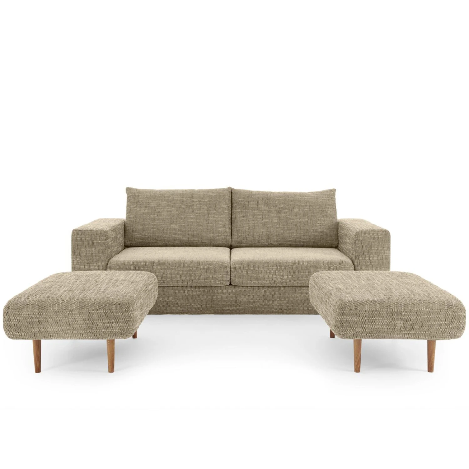 Sofa mit 2 Hockern - LOOKS by Wolfgang Joop - beige-braun - 212 cm 8 Sofa mit 2 Hockern - LOOKS by Wolfgang Joop - beige-braun - 212 cm – Bild 8