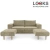 Sofa mit 2 Hockern - LOOKS by Wolfgang Joop - beige-braun - 212 cm