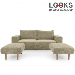 Sofa mit 2 Hockern - LOOKS by Wolfgang Joop - beige-braun - 212 cm