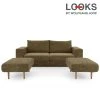 Sofa mit 2 Hockern - LOOKS by Wolfgang Joop - braun - 212 cm