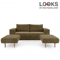 Sofa mit 2 Hockern - LOOKS by Wolfgang Joop - braun - 212 cm