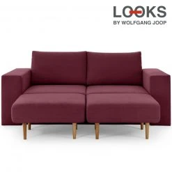 Sofa mit 2 Hockern - LOOKS by Wolfgang Joop - beere - 212 cm