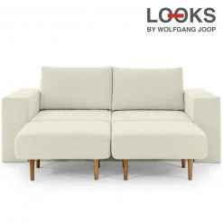 Sofa mit 2 Hockern - LOOKS by Wolfgang Joop - creme - 212 cm