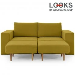 Sofa mit 2 Hockern - LOOKS by Wolfgang Joop - senf - 212 cm