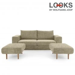 Sofa mit 2 Hockern - LOOKS by Wolfgang Joop - beige-braun - 232 cm