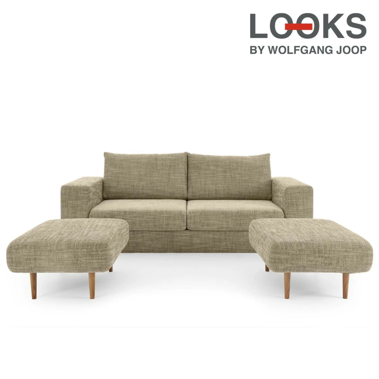 Sofa mit 2 Hockern - LOOKS by Wolfgang Joop - beige-braun - 232 cm 1 Sofa mit 2 Hockern - LOOKS by Wolfgang Joop - beige-braun - 232 cm