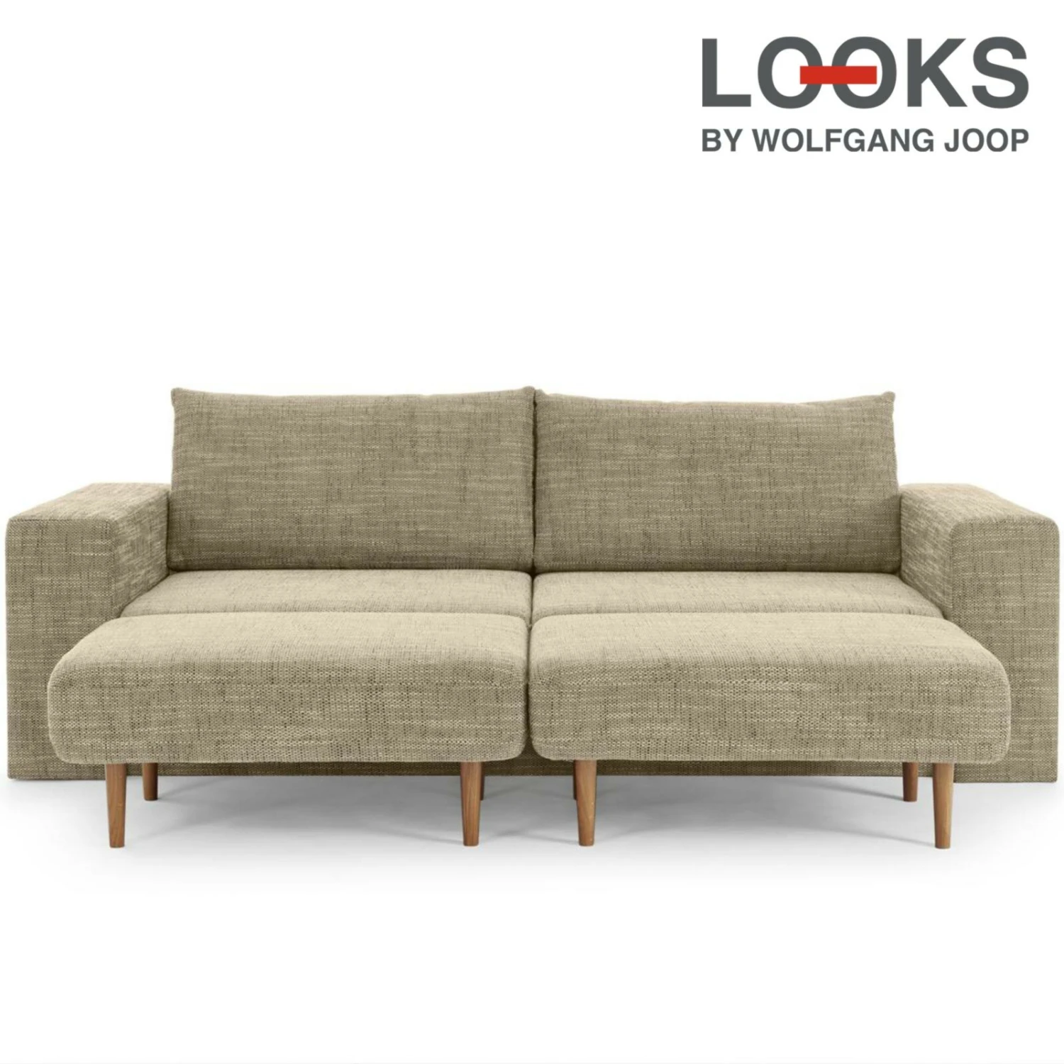 Sofa mit 2 Hockern - LOOKS by Wolfgang Joop - beige-braun - 252 cm 1 Sofa mit 2 Hockern - LOOKS by Wolfgang Joop - beige-braun - 252 cm