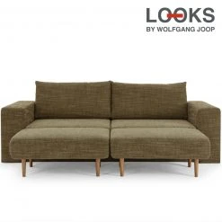 Sofa mit 2 Hockern - LOOKS by Wolfgang Joop - braun - 252 cm