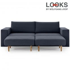 Sofa mit 2 Hockern - LOOKS by Wolfgang Joop - dunkelblau - 252 cm