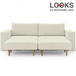 Sofa mit 2 Hockern - LOOKS by Wolfgang Joop - creme - 252 cm