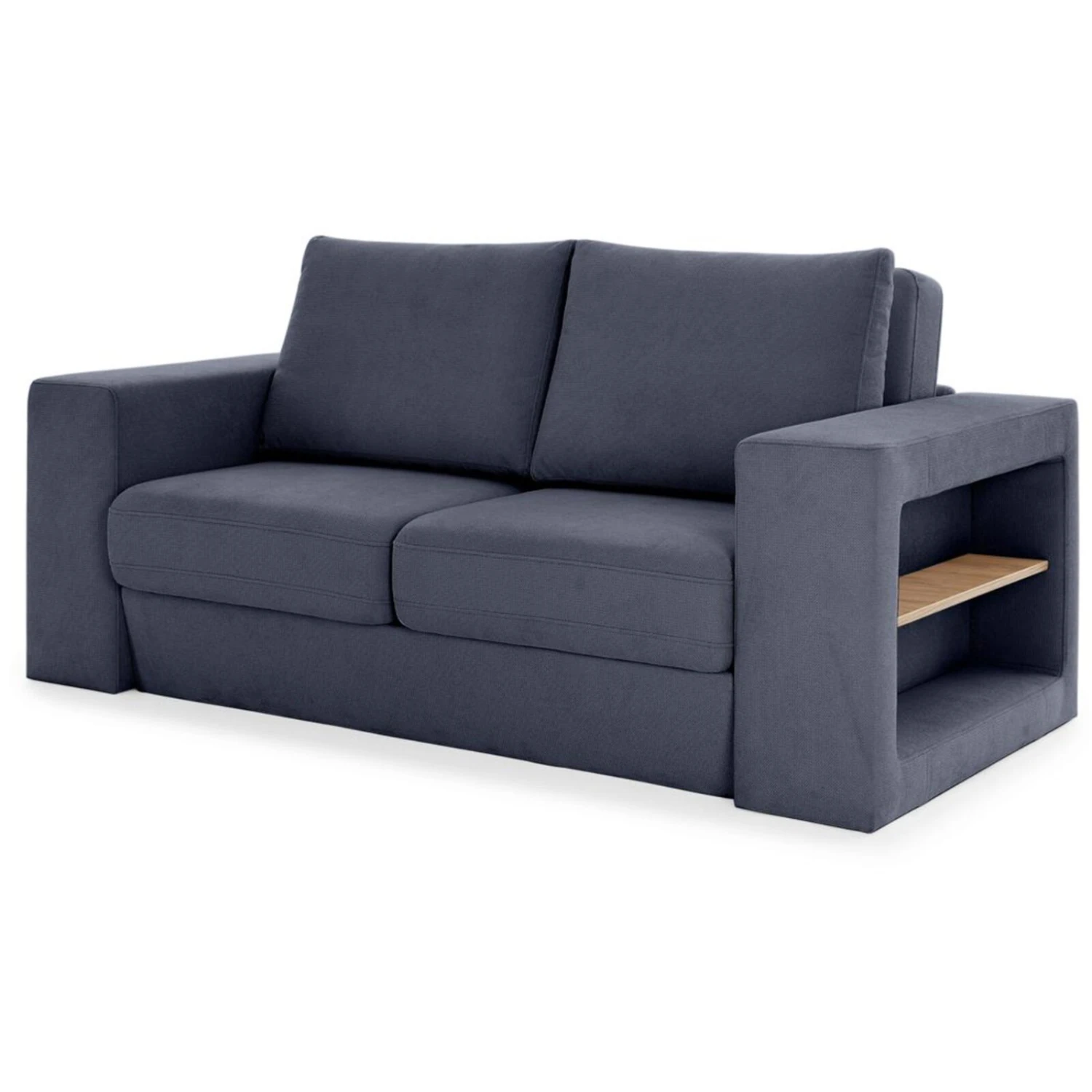 Sofa mit 2 Hockern - LOOKS by Wolfgang Joop - dunkelblau - Armlehne mit Regal - 172 cm 7 Sofa mit 2 Hockern - LOOKS by Wolfgang Joop - dunkelblau - Armlehne mit Regal - 172 cm – Bild 7