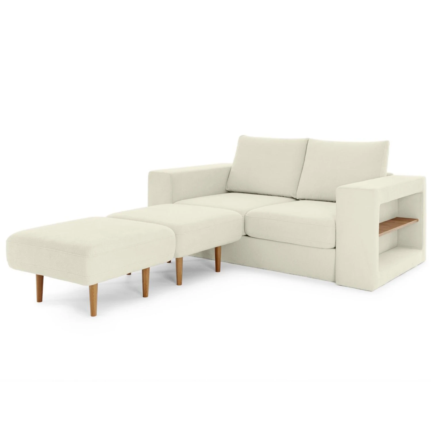 Sofa mit 2 Hockern - LOOKS by Wolfgang Joop - creme - Armlehne mit Regal - 172 cm 7 Sofa mit 2 Hockern - LOOKS by Wolfgang Joop - creme - Armlehne mit Regal - 172 cm – Bild 7