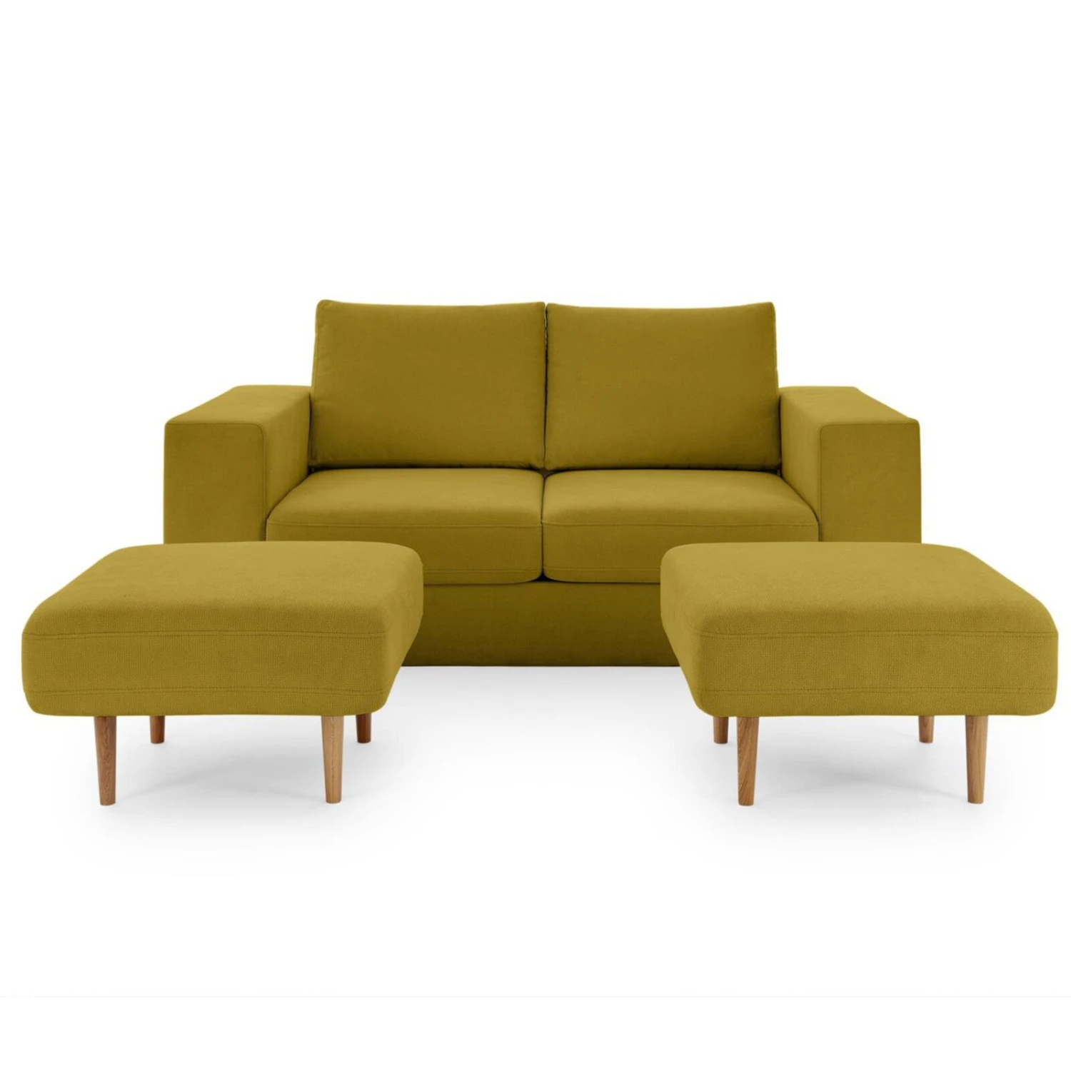 Sofa mit 2 Hockern - LOOKS by Wolfgang Joop - senf - Armlehne mit Regal - 172 cm 6 Sofa mit 2 Hockern - LOOKS by Wolfgang Joop - senf - Armlehne mit Regal - 172 cm – Bild 6