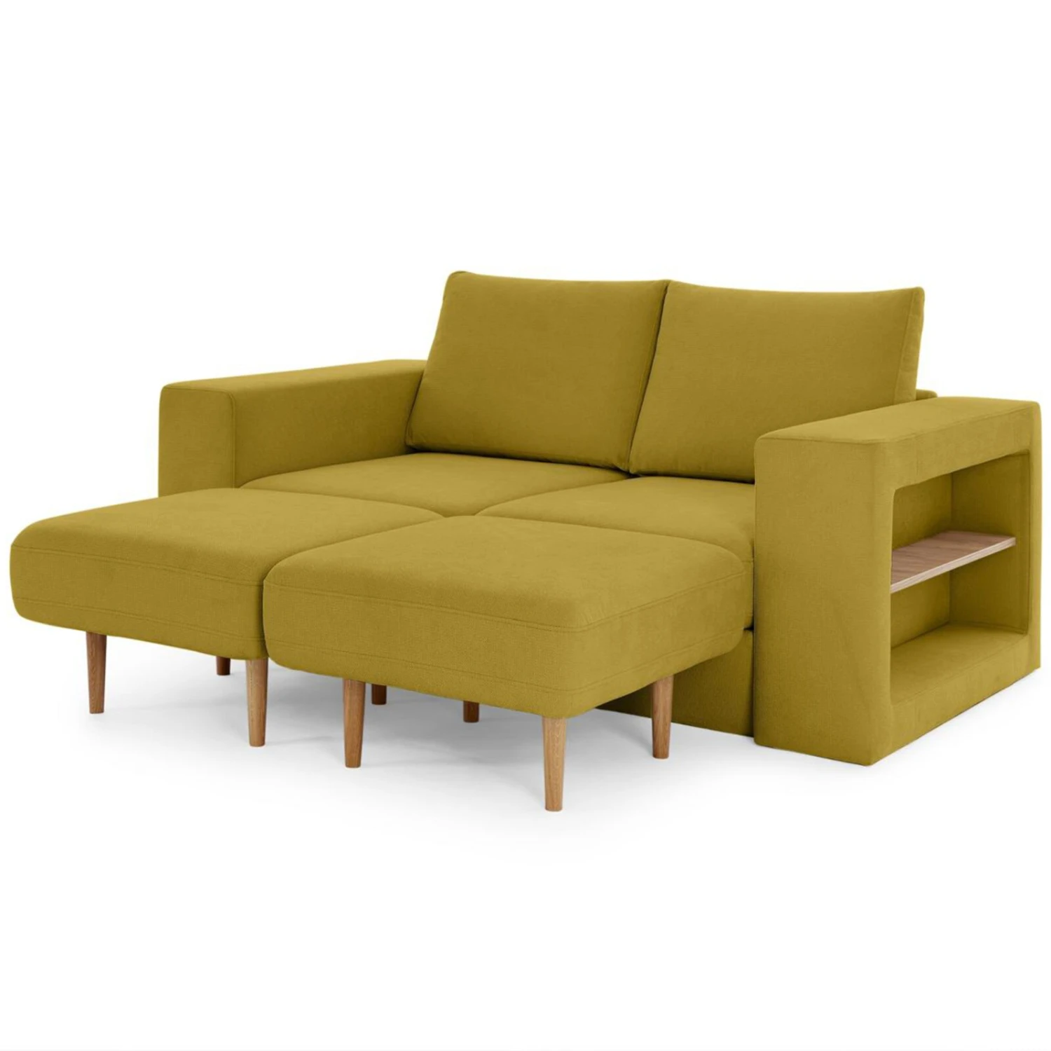 Sofa mit 2 Hockern - LOOKS by Wolfgang Joop - senf - Armlehne mit Regal - 172 cm 9 Sofa mit 2 Hockern - LOOKS by Wolfgang Joop - senf - Armlehne mit Regal - 172 cm – Bild 9