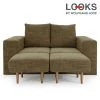 Sofa mit 2 Hockern - LOOKS by Wolfgang Joop - braun - Armlehne mit Regal - 172 cm