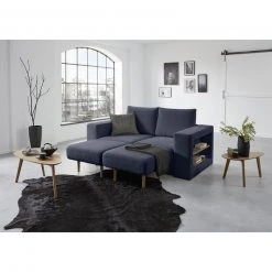 Sofa mit 2 Hockern - LOOKS by Wolfgang Joop - dunkelblau - Armlehne mit Regal - 192 cm -Wohnzimmer Verkäufe 1238013400 04 1600Wx1600H