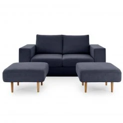 Sofa mit 2 Hockern - LOOKS by Wolfgang Joop - dunkelblau - Armlehne mit Regal - 192 cm -Wohnzimmer Verkäufe 1238013400 07 1600Wx1600H