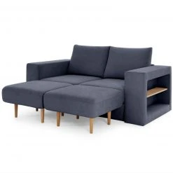 Sofa mit 2 Hockern - LOOKS by Wolfgang Joop - dunkelblau - Armlehne mit Regal - 192 cm -Wohnzimmer Verkäufe 1238013400 10 1600Wx1600H