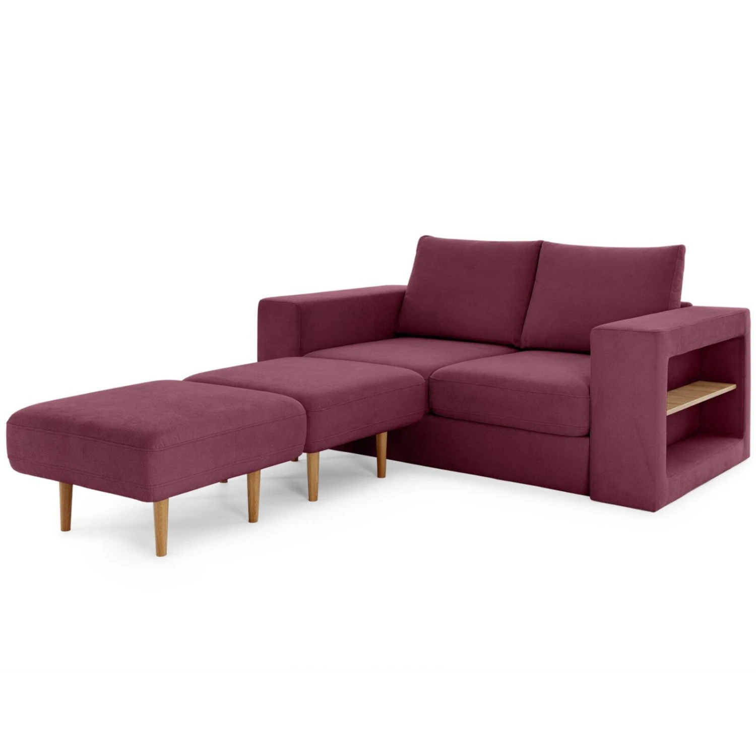 Sofa mit 2 Hockern - LOOKS by Wolfgang Joop - beere - Armlehne mit Regal - 192 cm 12 Sofa mit 2 Hockern - LOOKS by Wolfgang Joop - beere - Armlehne mit Regal - 192 cm – Bild 12