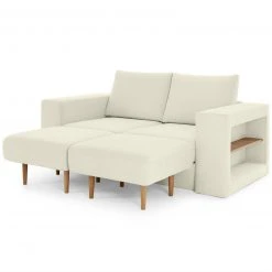 Sofa mit 2 Hockern - LOOKS by Wolfgang Joop - creme - Armlehne mit Regal - 192 cm -Wohnzimmer Verkäufe 1238013402 09 1600Wx1600H