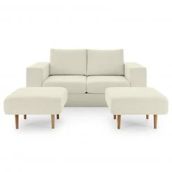 Sofa mit 2 Hockern - LOOKS by Wolfgang Joop - creme - Armlehne mit Regal - 192 cm -Wohnzimmer Verkäufe 1238013402 12 1600Wx1600H