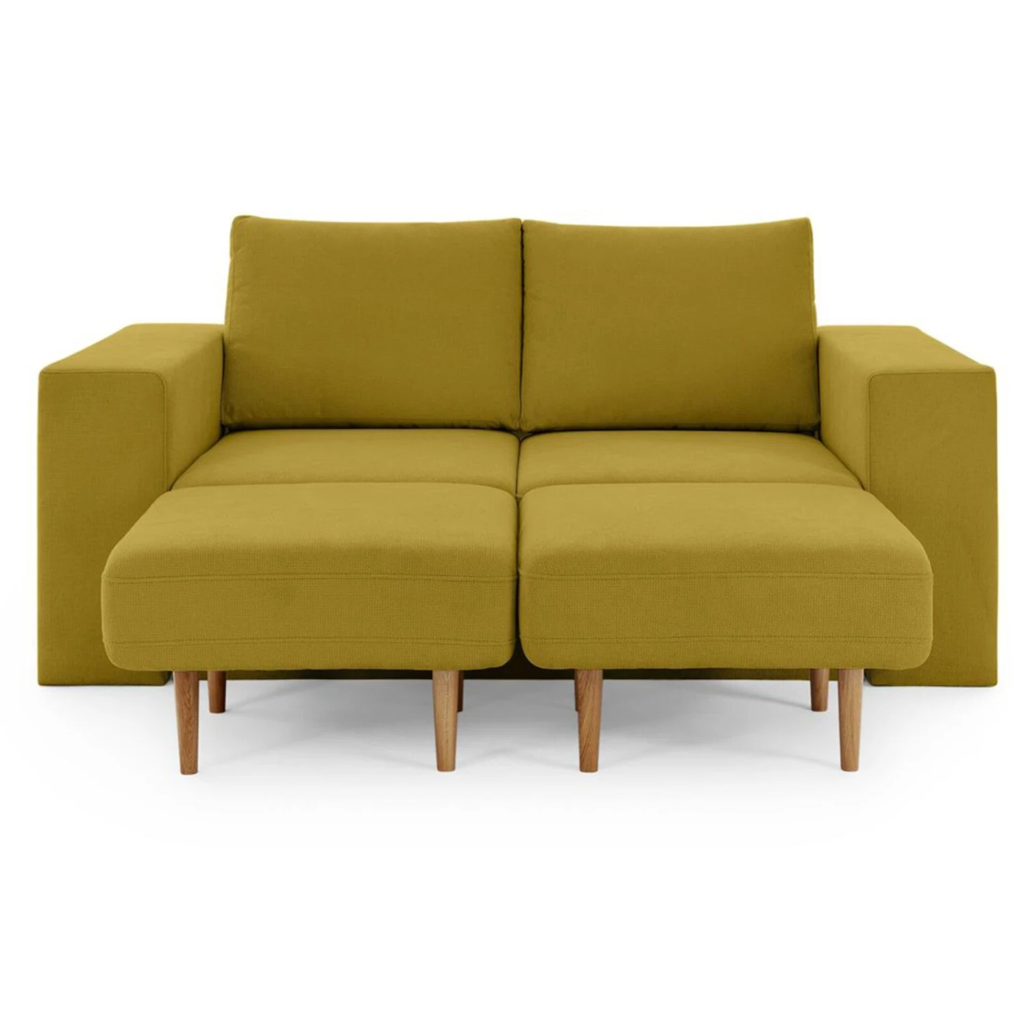 Sofa mit 2 Hockern - LOOKS by Wolfgang Joop - senf - Armlehne mit Regal - 192 cm 10 Sofa mit 2 Hockern - LOOKS by Wolfgang Joop - senf - Armlehne mit Regal - 192 cm – Bild 10