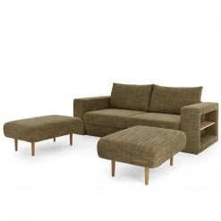 Sofa mit 2 Hockern - LOOKS by Wolfgang Joop - braun - Armlehne mit Regal - 212 cm -Wohnzimmer Verkäufe 1238013601 09 1600Wx1600H