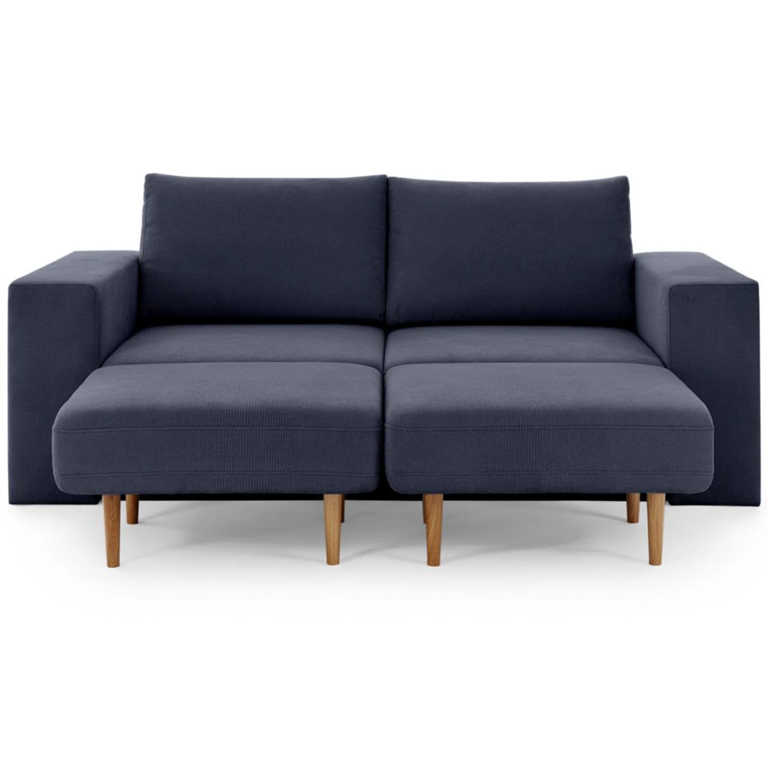 Sofa mit 2 Hockern - LOOKS by Wolfgang Joop - dunkelblau - Armlehne mit Regal - 212 cm 2 Sofa mit 2 Hockern - LOOKS by Wolfgang Joop - dunkelblau - Armlehne mit Regal - 212 cm – Bild 2