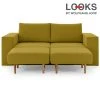 Sofa mit 2 Hockern - LOOKS by Wolfgang Joop - senf - Armlehne mit Regal - 212 cm