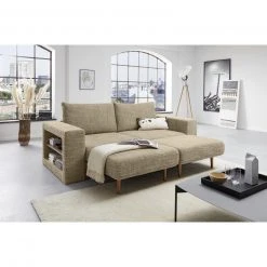 Sofa mit 2 Hockern - LOOKS by Wolfgang Joop - beige-braun - Armlehne mit Regal - 232 cm -Wohnzimmer Verkäufe 1238013900 04 1600Wx1600H