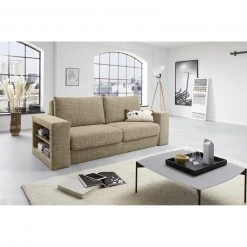 Sofa mit 2 Hockern - LOOKS by Wolfgang Joop - beige-braun - Armlehne mit Regal - 232 cm -Wohnzimmer Verkäufe 1238013900 05 1600Wx1600H