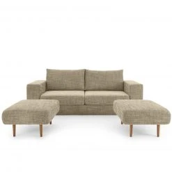 Sofa mit 2 Hockern - LOOKS by Wolfgang Joop - beige-braun - Armlehne mit Regal - 232 cm -Wohnzimmer Verkäufe 1238013900 07 1600Wx1600H