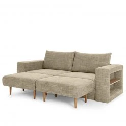 Sofa mit 2 Hockern - LOOKS by Wolfgang Joop - beige-braun - Armlehne mit Regal - 232 cm -Wohnzimmer Verkäufe 1238013900 08 1600Wx1600H
