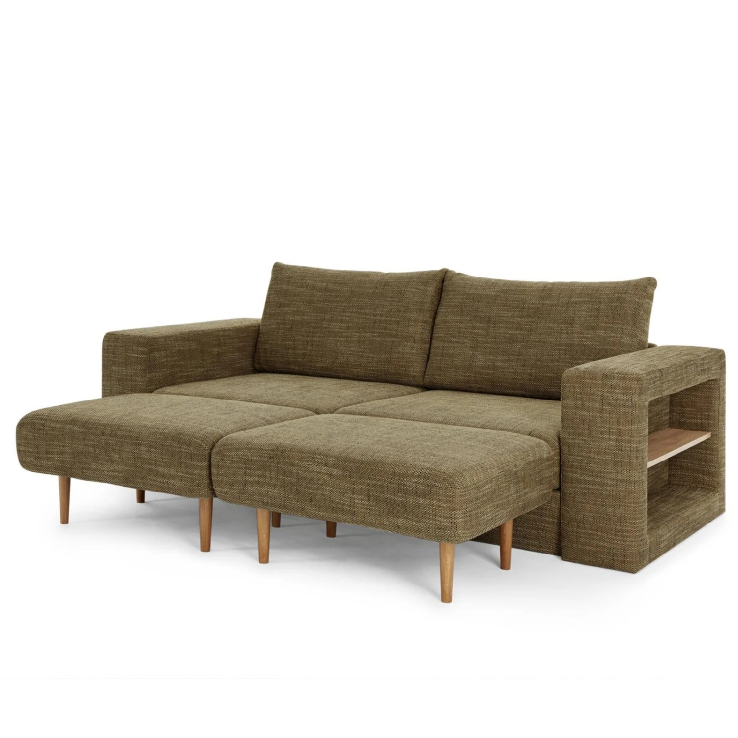 Sofa mit 2 Hockern - LOOKS by Wolfgang Joop - braun - Armlehne mit Regal - 232 cm 7 Sofa mit 2 Hockern - LOOKS by Wolfgang Joop - braun - Armlehne mit Regal - 232 cm – Bild 7