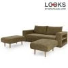 Sofa mit 2 Hockern - LOOKS by Wolfgang Joop - braun - Armlehne mit Regal - 232 cm