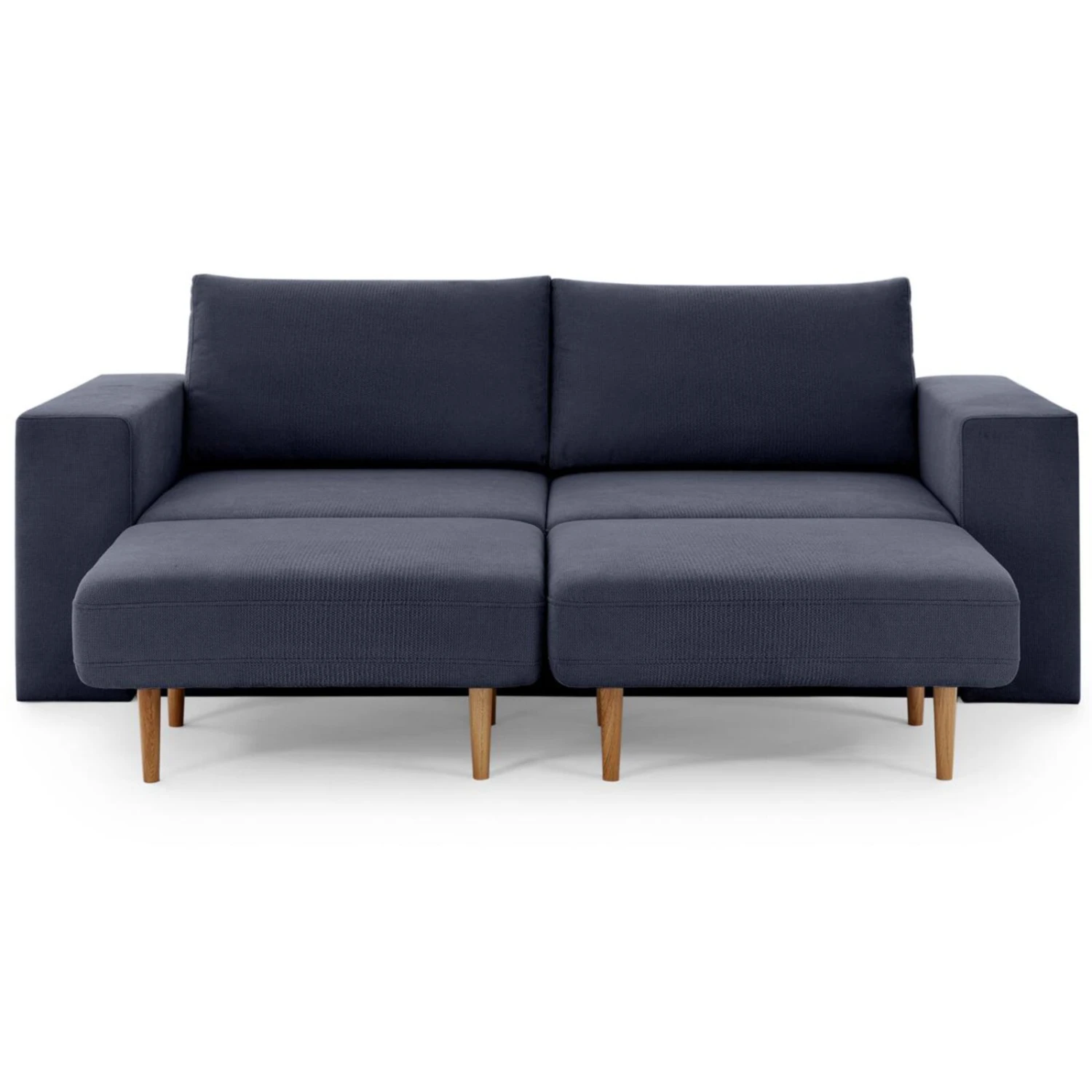 Sofa mit 2 Hockern - LOOKS by Wolfgang Joop - dunkelblau - Armlehne mit Regal - 232 cm 2 Sofa mit 2 Hockern - LOOKS by Wolfgang Joop - dunkelblau - Armlehne mit Regal - 232 cm – Bild 2