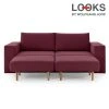 Sofa mit 2 Hockern - LOOKS by Wolfgang Joop - beere - Armlehne mit Regal - 232 cm