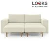 Sofa mit 2 Hockern - LOOKS by Wolfgang Joop - creme - Armlehne mit Regal - 232 cm