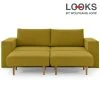 Sofa mit 2 Hockern - LOOKS by Wolfgang Joop - senf - Armlehne mit Regal - 232 cm