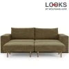 Sofa mit 2 Hockern - LOOKS by Wolfgang Joop - braun - Armlehne mit Regal - 252 cm